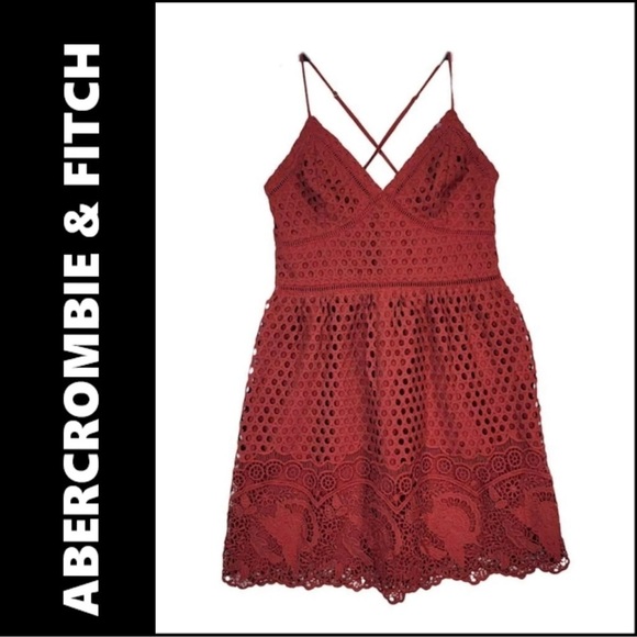Abercrombie & Fitch Woman Cross Back Red Mini Dress Empire Waist Size Small - Picture 1 of 7